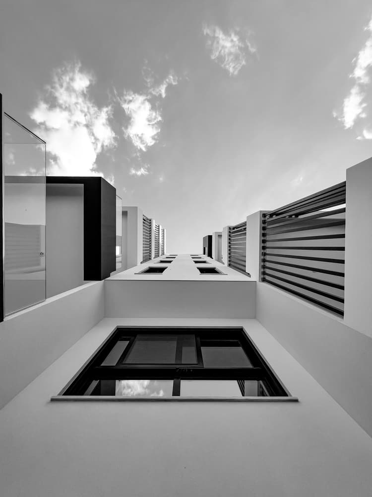 Architectural perspective of a modern residential building